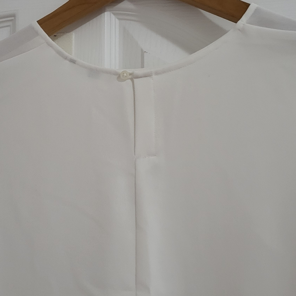 Uniqlo White Drape Baggy Short Sleeve Blouse - Picture 4 of 5